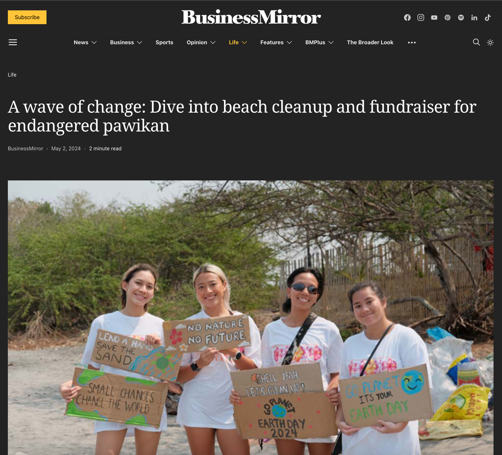 BUSINESS MIRROR: A wave of change: Dive into beach cleanup and fundraiser for endangered pawikan