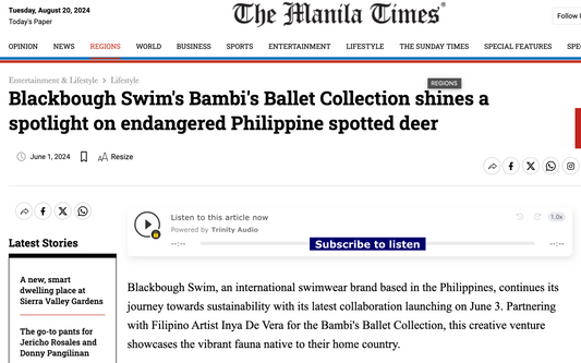 MANILA TIMES: Blackbough Swim's Bambi's Ballet Collection shines a spotlight on endangered Philippine spotted deer