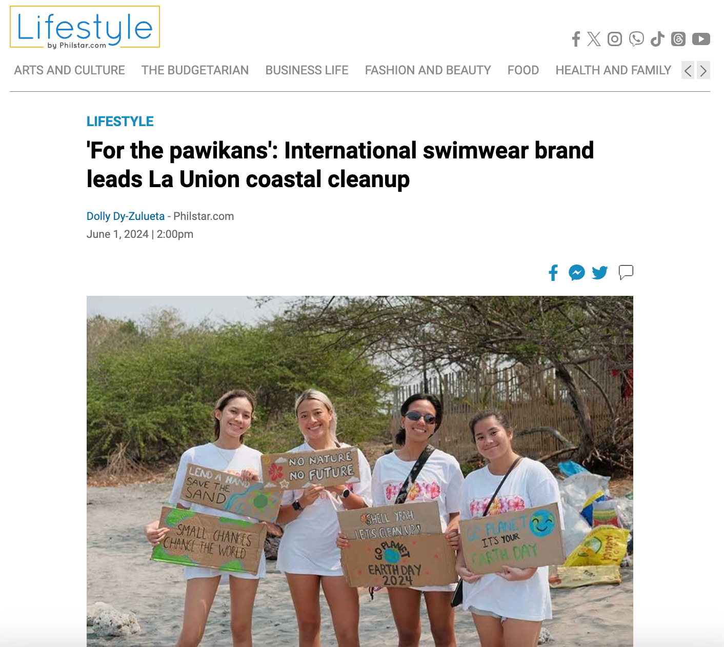 PHILSTAR: 'For the pawikans': International swimwear brand leads La Union coastal cleanup