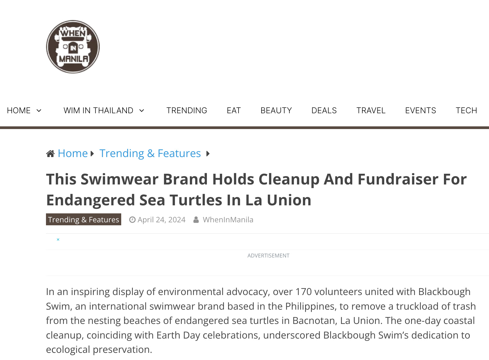 WHEN IN MANILA: This Swimwear Brand Holds Cleanup and Fundraiser for Endangered Sea Turtles in La Union