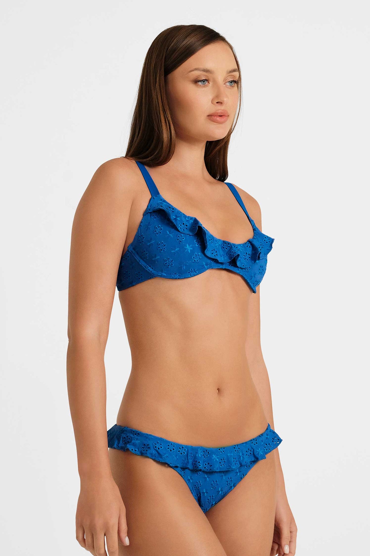 Makayla Frilled Underwire Top / Sapphire Eyelet FINAL SALE