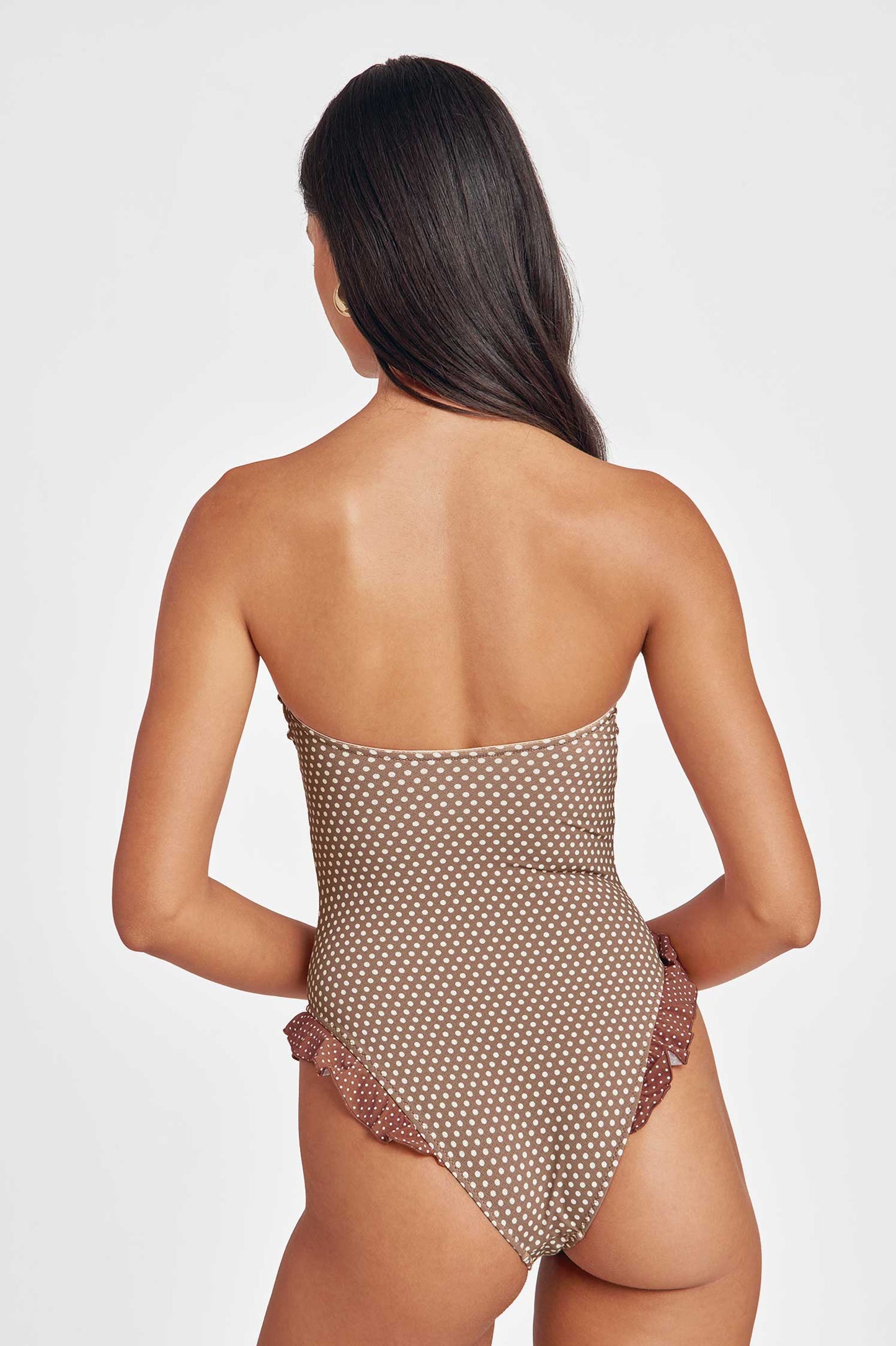 Lily Ruffled One Piece / Mocha Polka