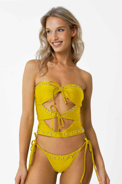 Emery Cut-Out Tankini Top / Honey