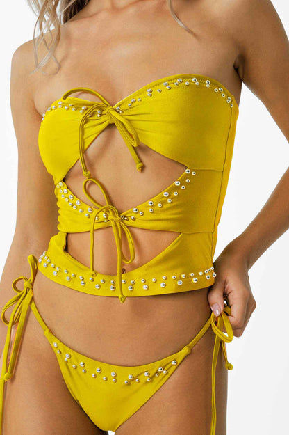 Emery Cut-Out Tankini Top / Honey