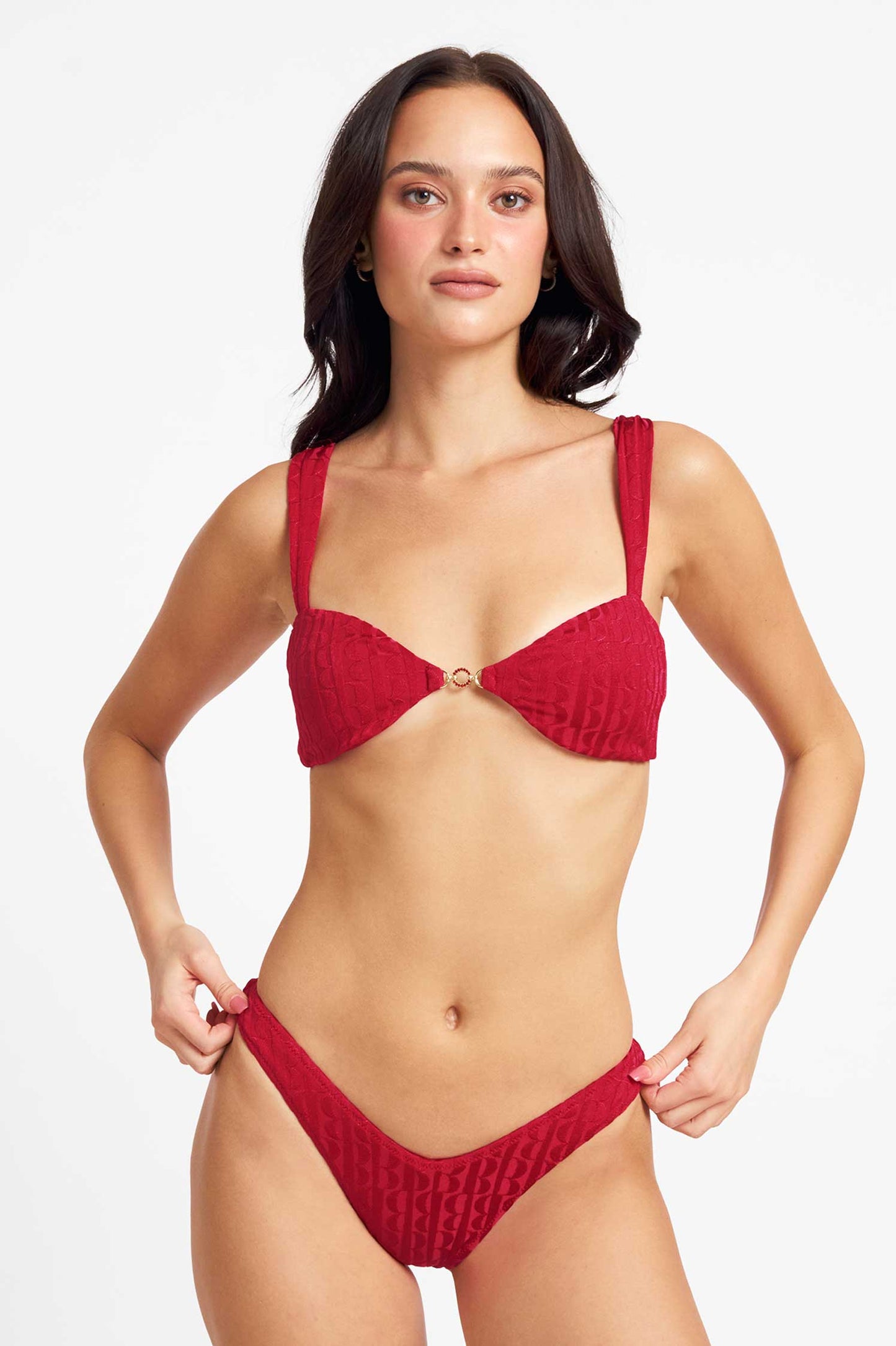 Jasmine Bralette Top / Tomato Jacquard