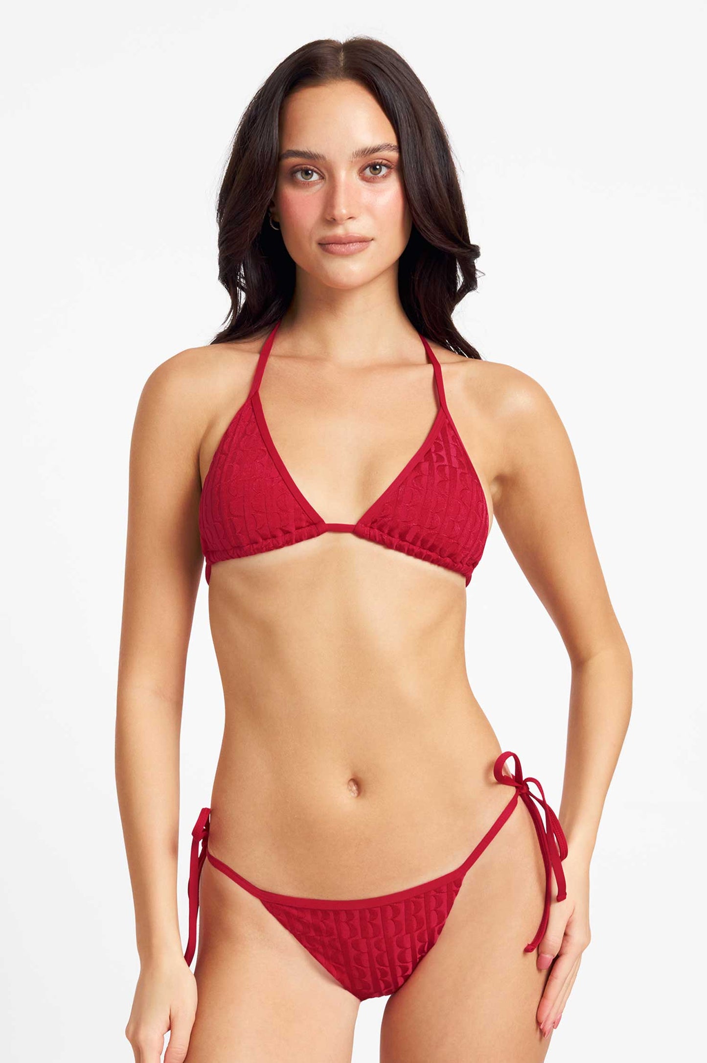 Nikki Triangle Top / Tomato Jacquard