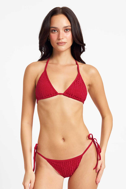 Nikki Triangle Top / Tomato Jacquard