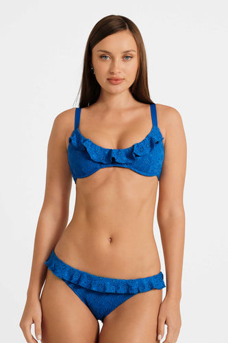 Makayla Frilled Underwire Top / Sapphire Eyelet FINAL SALE