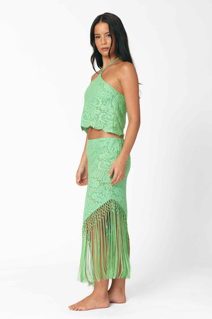 Enid Fringe Skirt / Sea Nymph