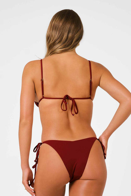 Kelly Side-Ties Cheeky Bottoms / Cherry Wine Pointelle