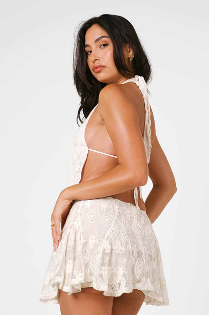 Sissy Halter Top / Sandstone Lace