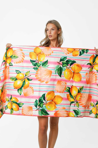 Reversible Packable Beach Towel / Island Citrus
