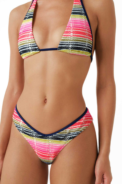 Vela Halter Triangle Top / Sunset Stripe
