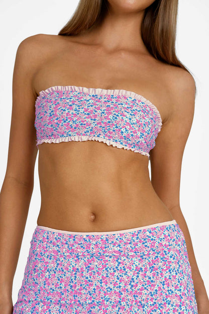 Peri Ruffled Bandeau Top / Bloom Eyelet
