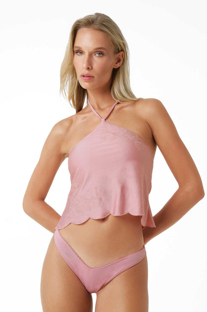 Rosalia Halter Tankini Top / Blush Gloss