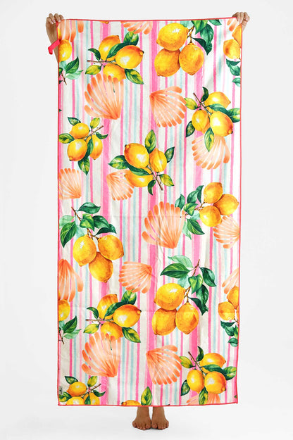 Reversible Packable Beach Towel / Island Citrus