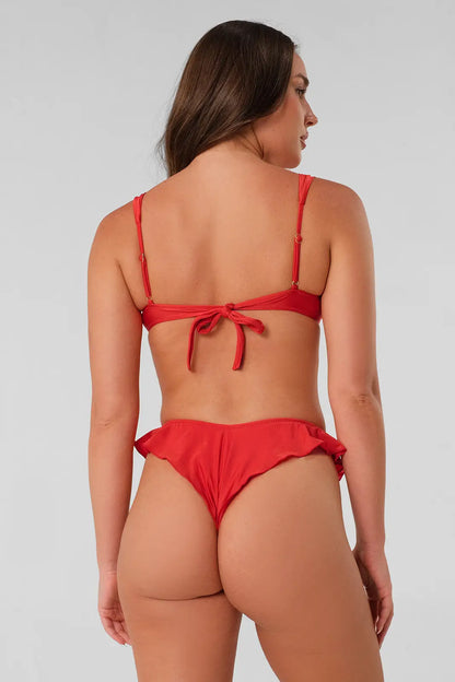 Elsie Ruffled Cheeky Bottoms / Red Hot Gloss