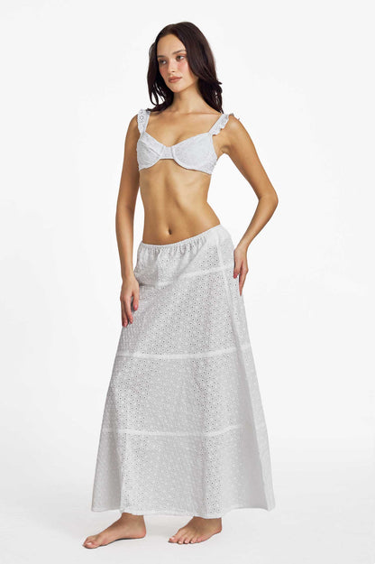 Emily Ruffled Underwire Top / White Eyelet