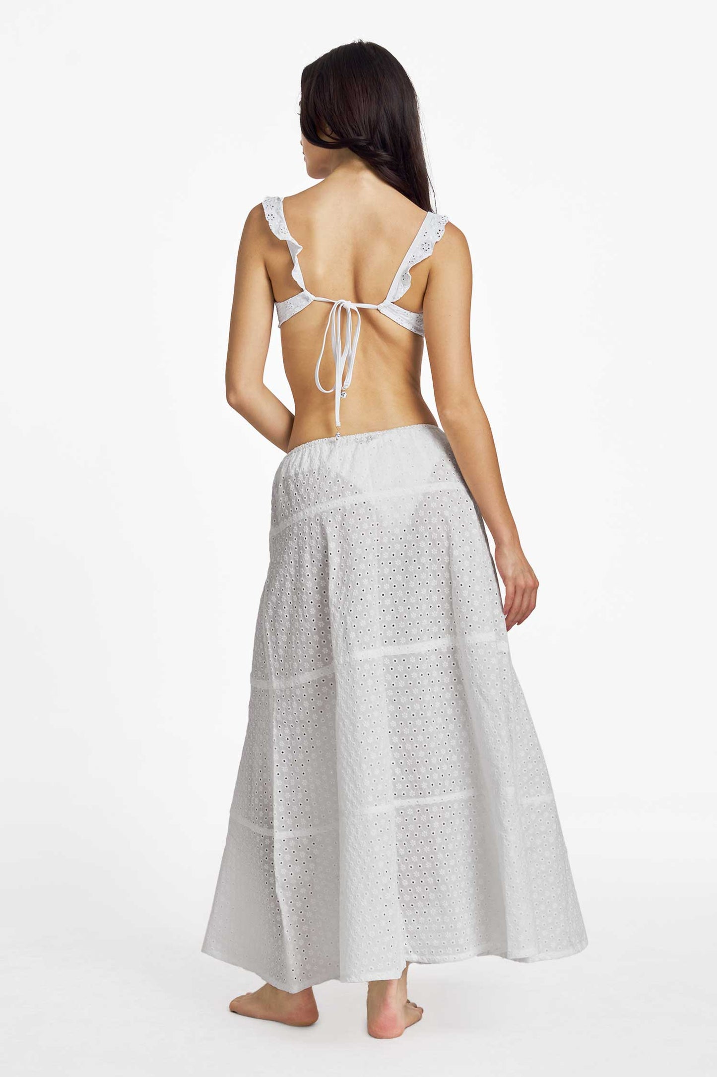 Emily Ruffled Underwire Top / White Eyelet
