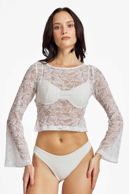 Luna Boat Neck Top / Seashell Lace