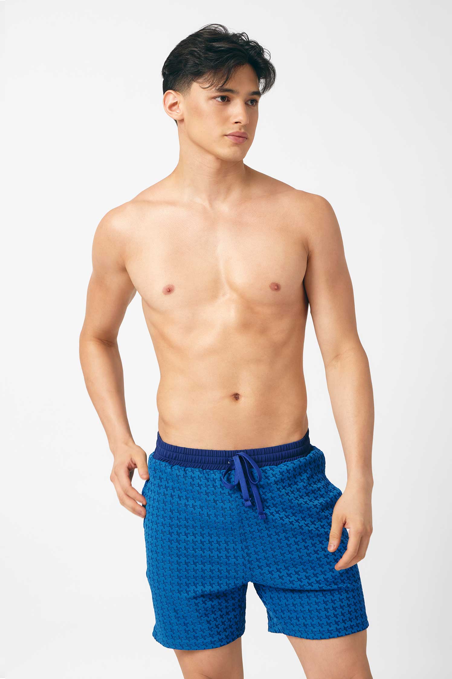 Men's Swim Shorts / Blue Soda Houndstooth