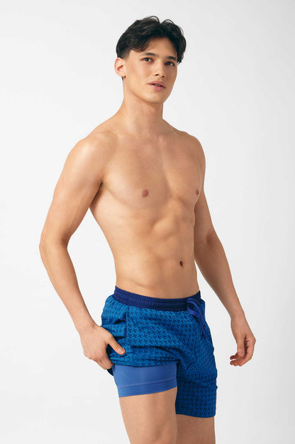 Men's Swim Shorts / Blue Soda Houndstooth