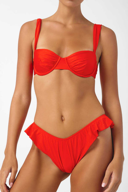 Elsie Ruffled Cheeky Bottoms / Red Hot Gloss