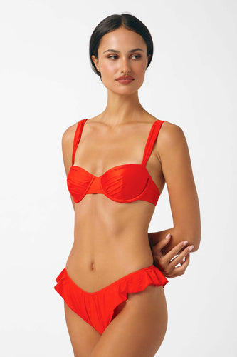 Claire Ruched Underwire Top / Red Hot Gloss
