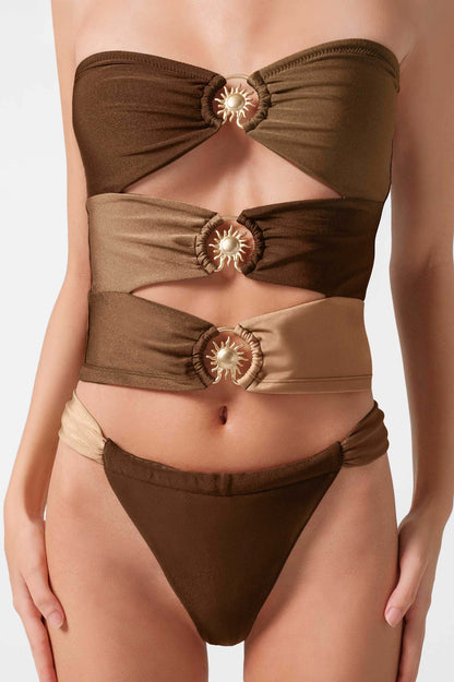 Dosia Cut-Out Tube Top / Tiramisu