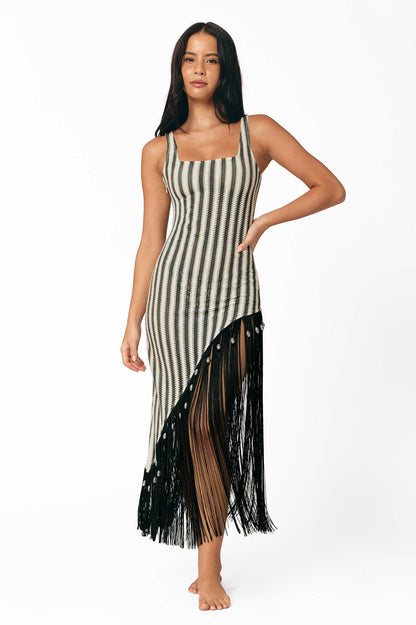 Estle Fringe Dress / Cabana Stripe