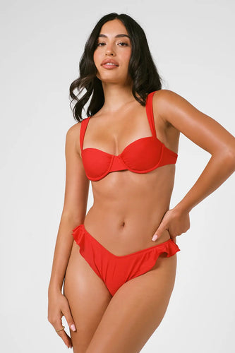 Elsie Ruffled Cheeky Bottoms / Red Hot Gloss
