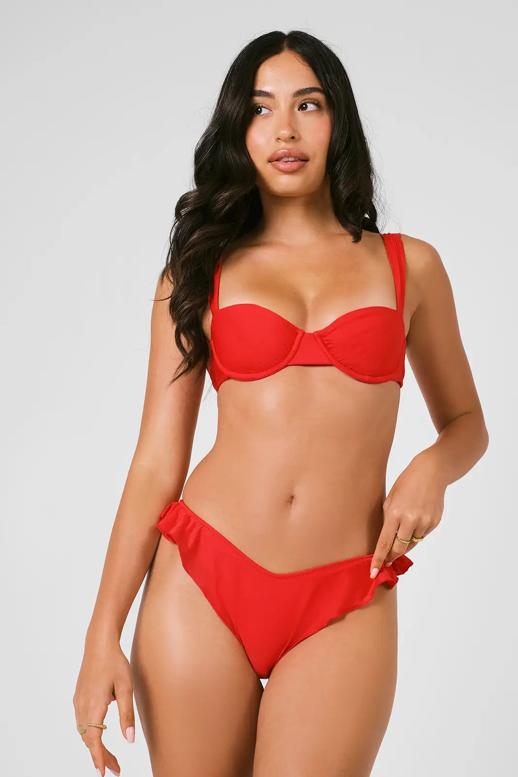 Claire Ruched Underwire Top / Red Hot Gloss