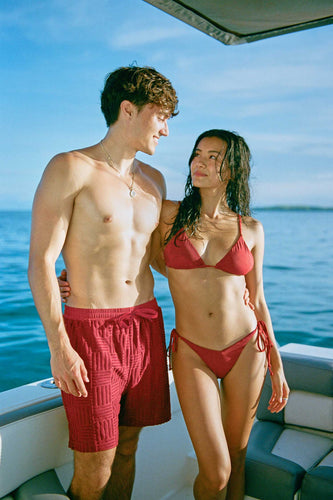 Kelly String Cheeky Bottoms / Cherry Wine Pointelle