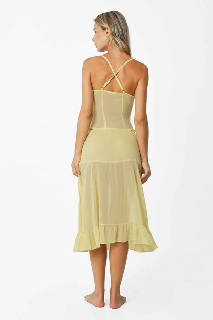 Margaret Mesh Wrap Skirt / Butter Yellow