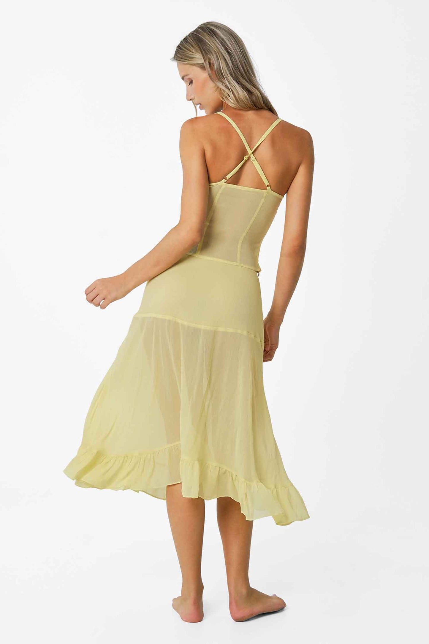 Margaret Mesh Wrap Skirt / Butter Yellow
