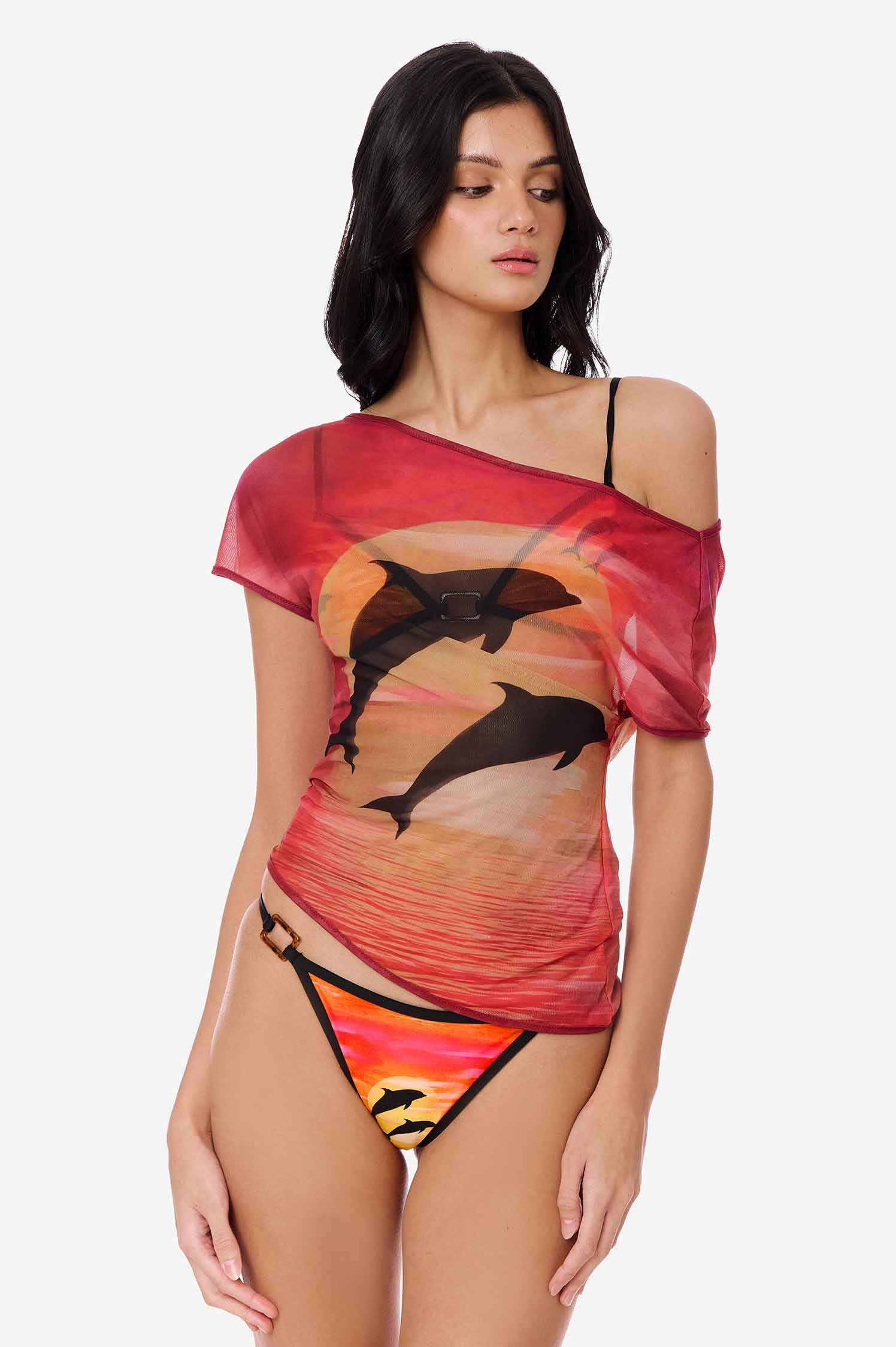 Selah Slouchy Mesh Cover Up Top / Sunset Rider