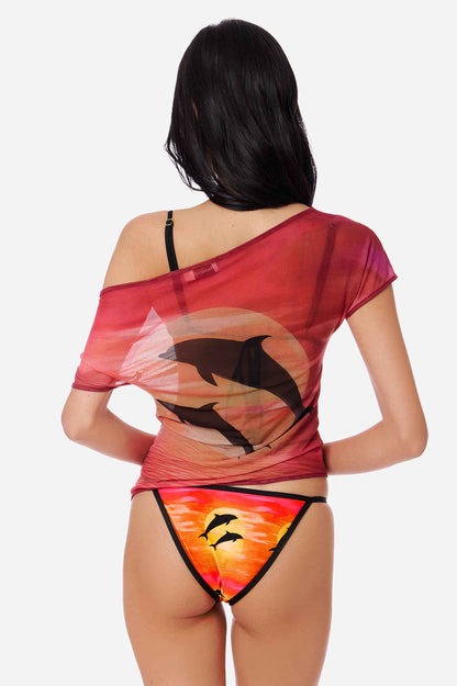 Selah Slouchy Mesh Cover Up Top / Sunset Rider