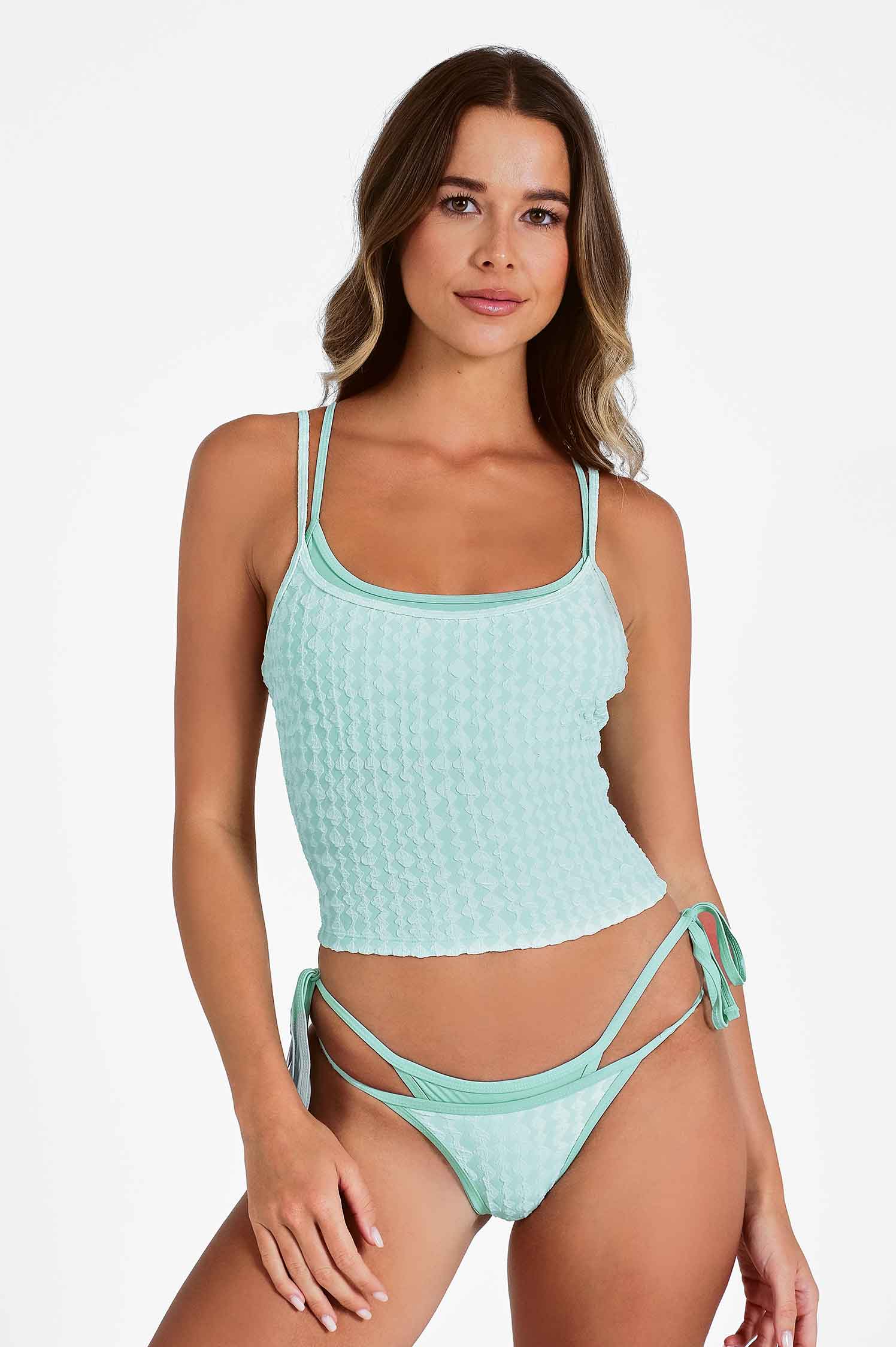 Gemini Double-Layer Tankini Top / Peppermint Jacquard FINAL SALE