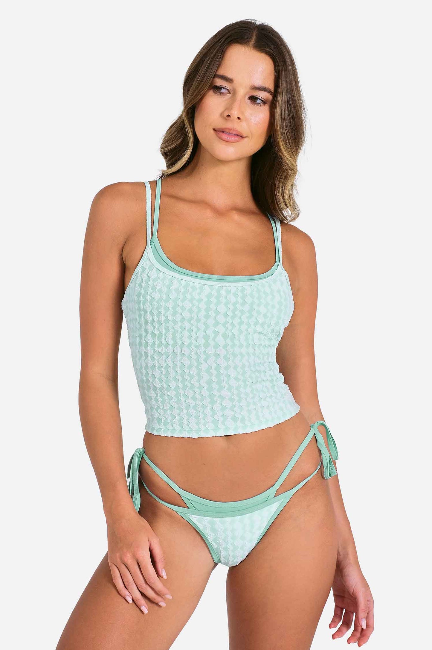 Gemini Double-Layer Tankini Top / Peppermint Jacquard FINAL SALE