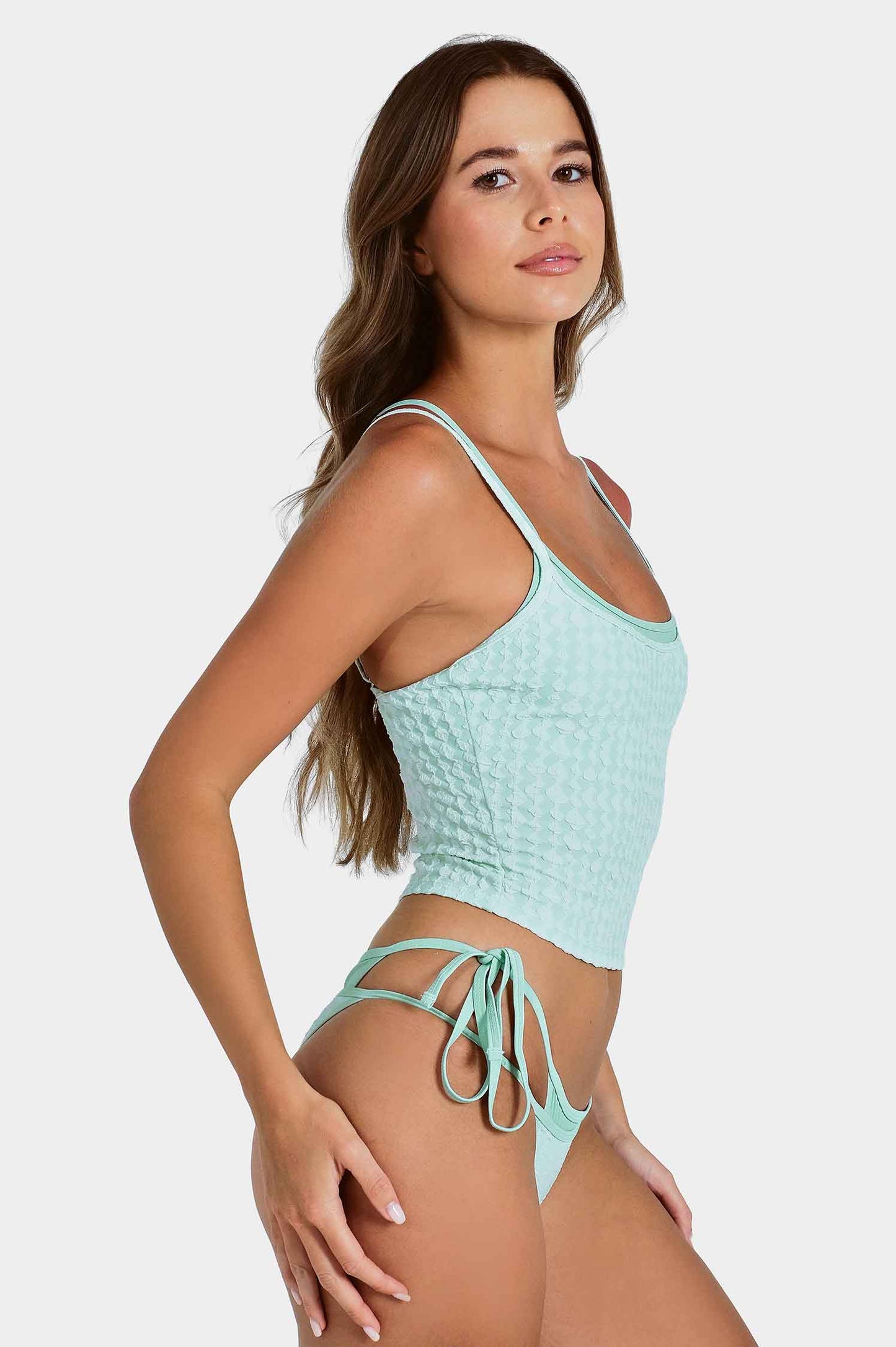 Gemini Double-Layer Tankini Top / Peppermint Jacquard FINAL SALE
