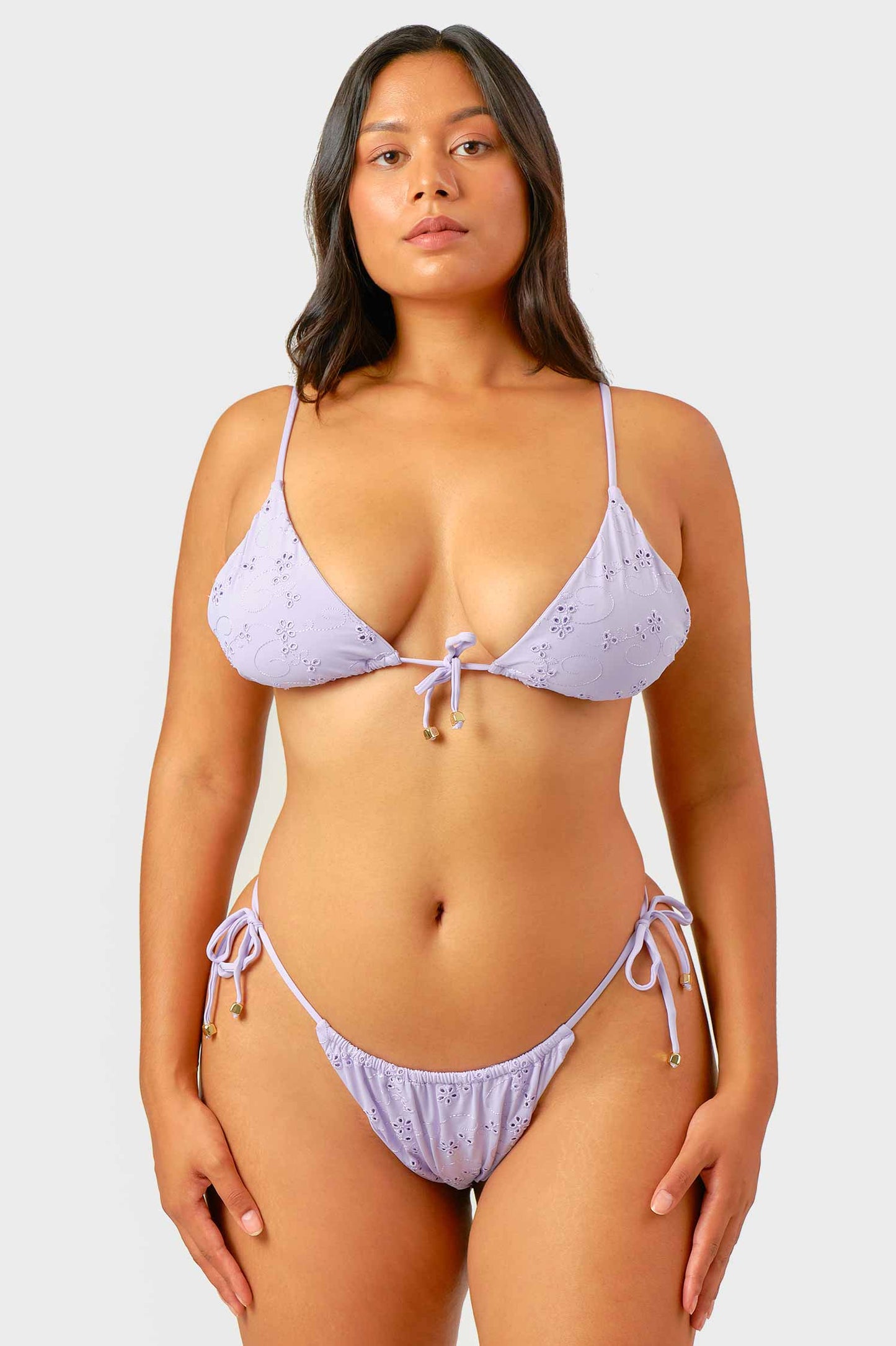 Liv Tie Front Triangle Top / Lavender Eyelet FINAL SALE