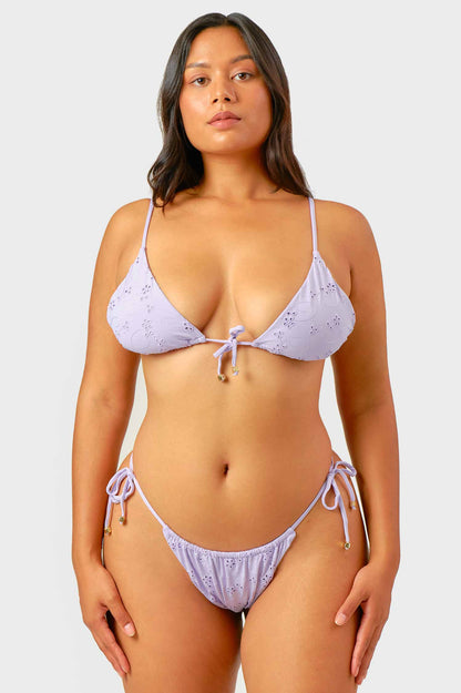 Liv Tie Front Triangle Top / Lavender Eyelet FINAL SALE