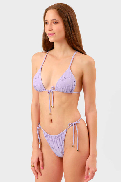 Liv Tie Front Triangle Top / Lavender Eyelet FINAL SALE