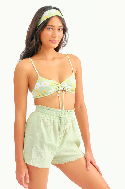 Cami Linen Shorts / Matcha
