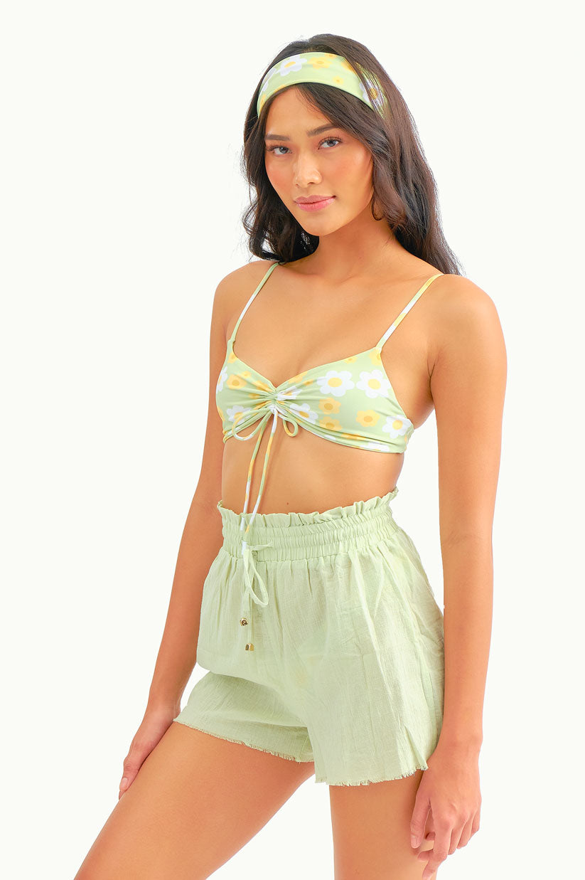 Cami Linen Shorts / Matcha