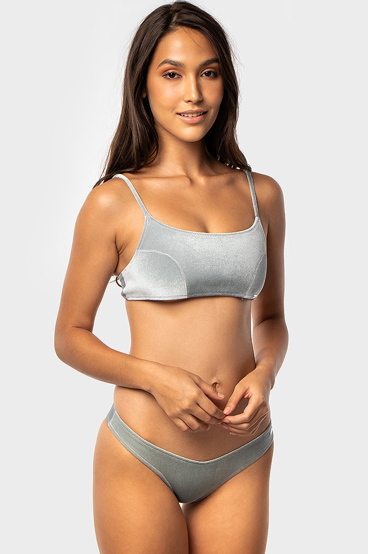 Kenzie Top / Silver Velvet - Bikinis & Beachwear | Blackbough Swim