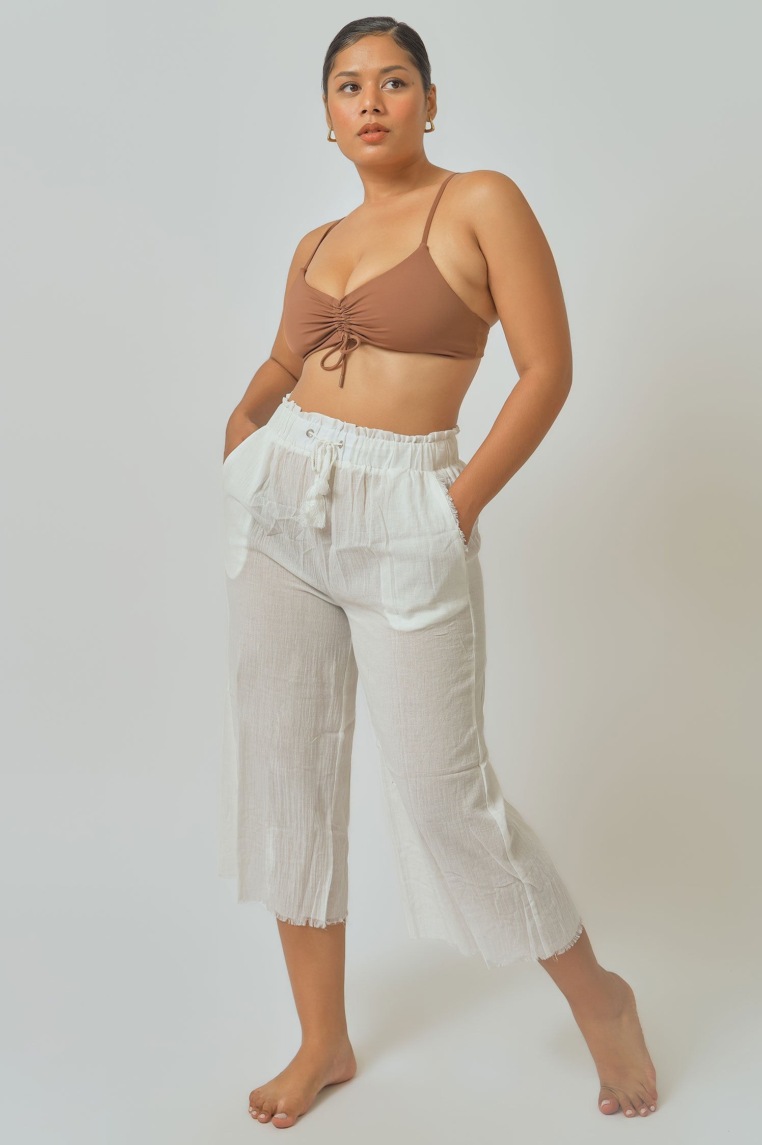 Aya Linen Pants / White - Bikinis & Beachwear | Blackbough Swim
