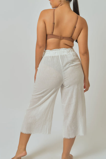 Aya Linen Pants / White - Bikinis & Beachwear | Blackbough Swim