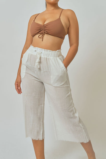 Aya Linen Pants / White - Bikinis & Beachwear | Blackbough Swim
